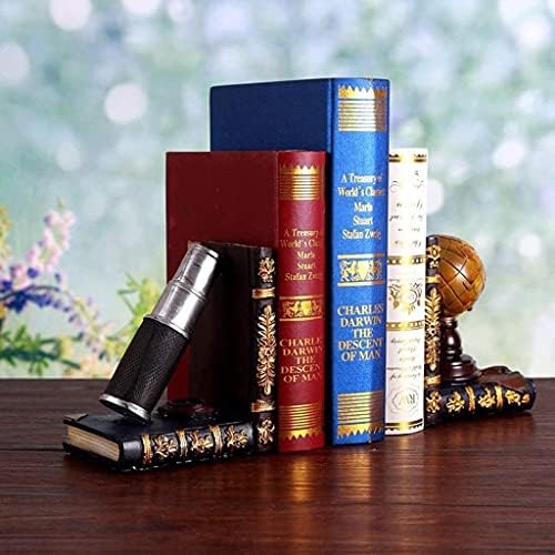 Retro Globe Telescope Bookends Resin Decor 6 Inch