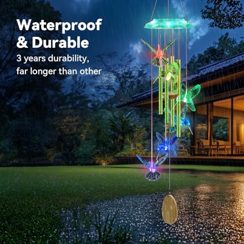 Hummingbird Solar Wind Chimes for Garden 37 Long