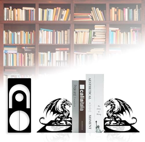 Dragon Metal Bookends for Home Office Bookshelf Decor