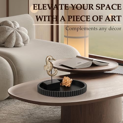 Oval Black Concrete Coffee Table Tray 13 Inches