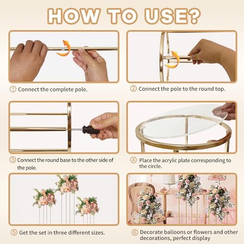 3pcs Gold Metal Plant Stand Pedestal for Display Wedding Events