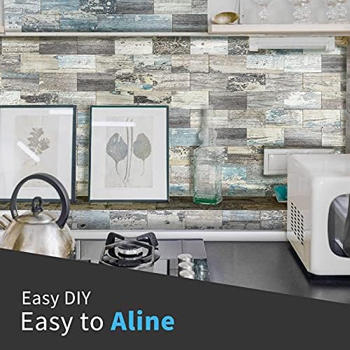 Art3d 10-Sheet Peel and Stick Backsplash Tiles in Spruce Grey Rustic