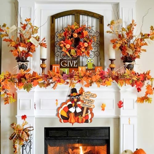 Thanksgiving Wooden Turkey Door Wreath Sign