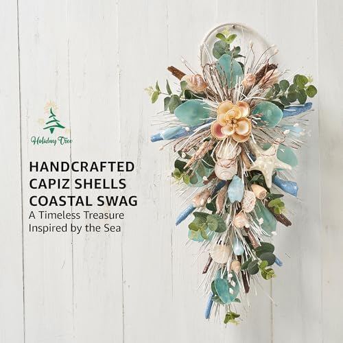 25 Inch Coastal Teardrop Summer Swag - Handcrafted Decor