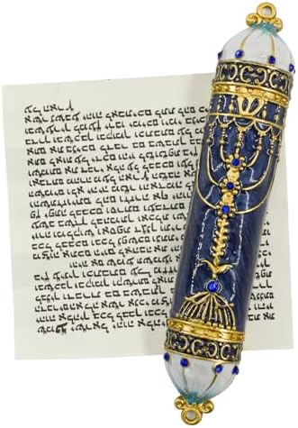 MrMrKura Blue Mezuzah with Scroll for Door Frame