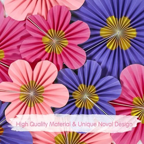 9 PCS Pink Purple Hanging Paper Fans for Decor