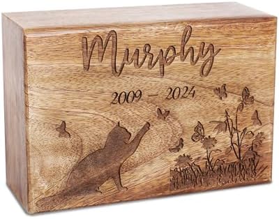 Personalized Wooden Pet Urn - Custom Dog Cremation Urn for Cats and Small Animals