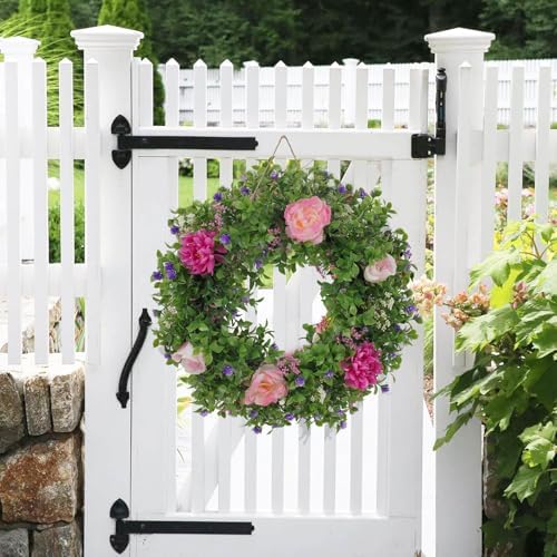 Summer Wreaths for Front Door - 18 Inch Artificial Greenery Wreath
