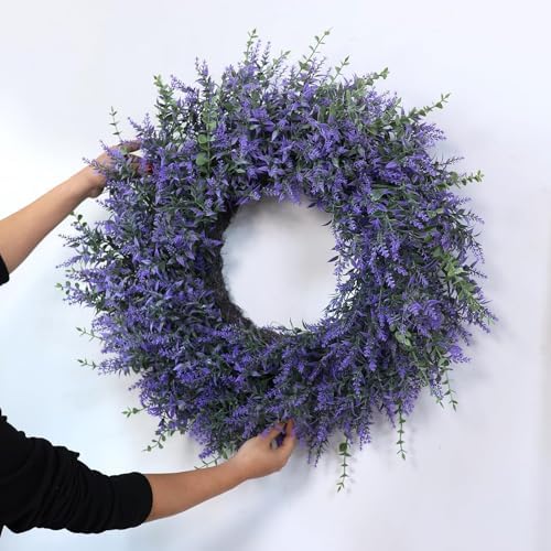 26 Inch Lavender Eucalyptus Wreath for Front Door Decor