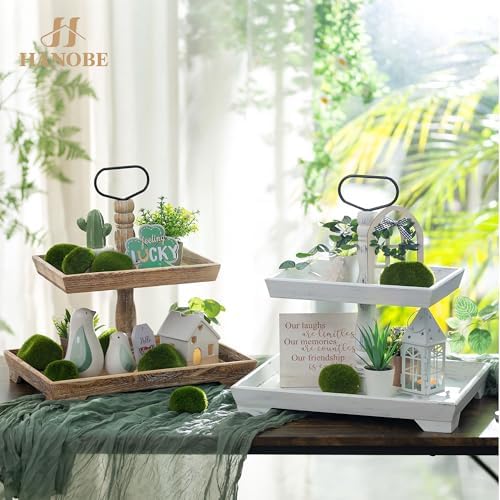 Hanobe 2 Tier Farmhouse Serving Tray Stand