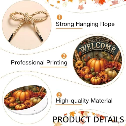 Fall Welcome Door Sign with Rustic Pumpkin Design