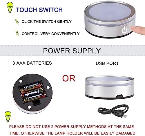 IFOLAINA LED Lighted Display Pedestal USB Battery Operated Flat Top