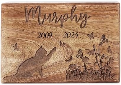 Personalized Wooden Pet Urn - Custom Dog Cremation Urn for Cats and Small Animals