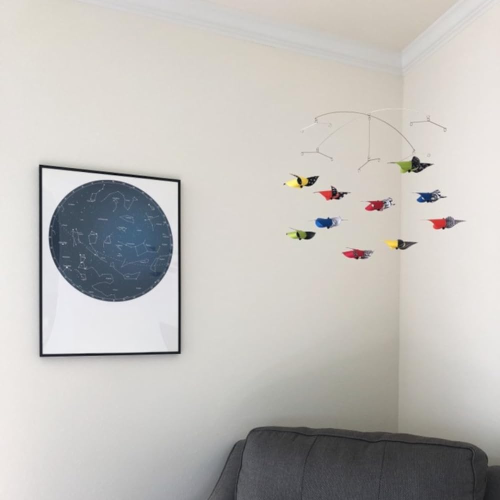 Colorful Wire and Cardstock Mobiles - Handmade Kinetic Sculpture