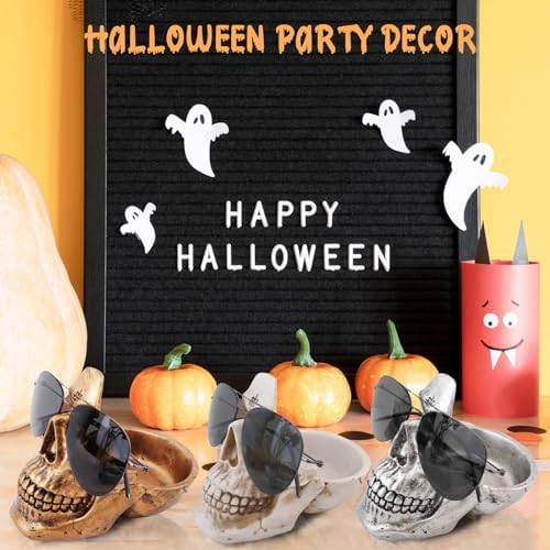Skull Glasses Holder with Storage Tray Novelty Design for Home Office