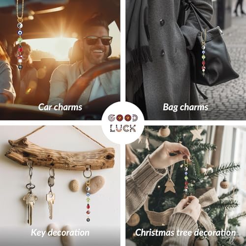Evil Eye Car Hanging Charm with Lucky Symbols