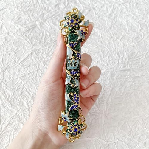 Hand Painted Mezuzah with Blue Crystal Accent