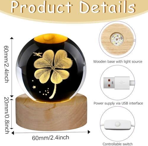 DUQGUHO Four Leaf Clover Crystal Ball Decorative Figurine