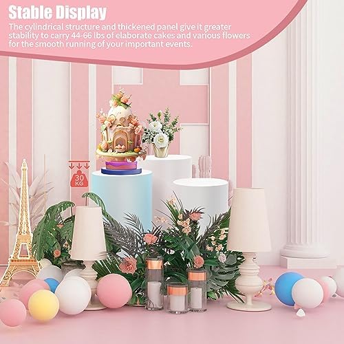 White Cylinder Pedestal Stand for Party 3Pcs Display Plinth