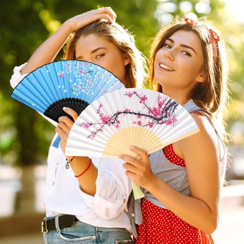 Zonon 4 Pack Handheld Folding Fans with Tassel