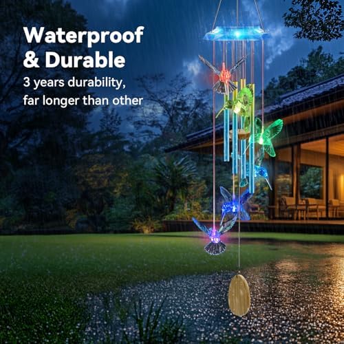 Hummingbird Solar Wind Chimes for Outdoor Decor