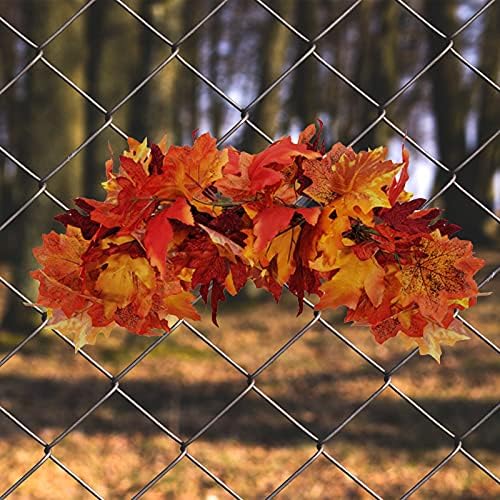 20 Inch Maple Leaf Swag Wreath for Front Door and Wall Decor