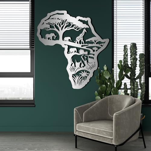 African Map Metal Wall Art 17x19 Inch