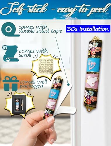 Exquisite Enamel Mezuzah with Scroll and Dove Design