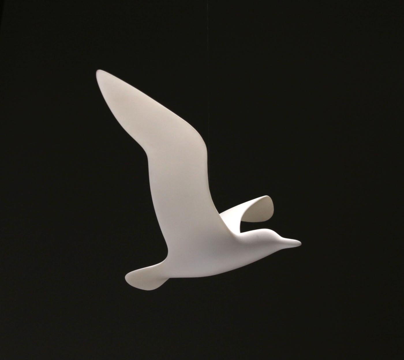 Seagull Mobile Sculpture - 14in Wing Span Wings Up Soaring Style Signed