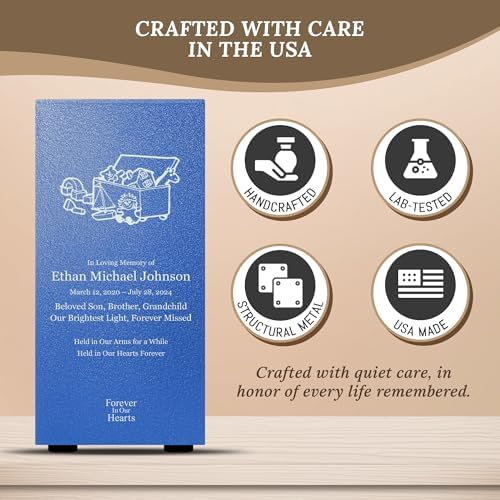 Elegant Customizable Cremation Urn for Human Ashes - Personalized Text Color Base Made in USA