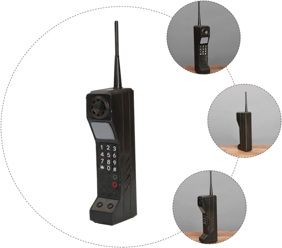 Vintage Decor Cellphone Model Iron Phone Statue Retro Ornament