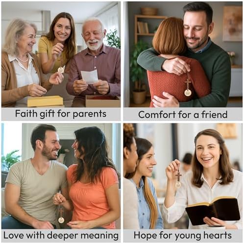 Bible Verse Car Mirror Hanging Cross Ornament - Christian Gift for Men Women