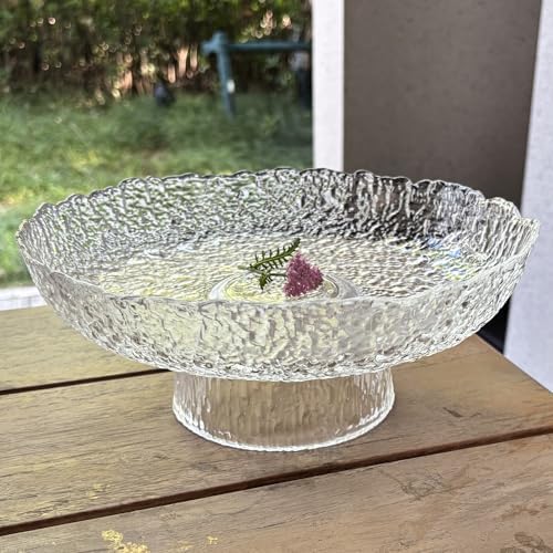 FESTLOVE 10 Inch Clear Glass Fruit Bowl for Home Decor