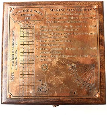 Antique Marine Master Box with Telescope Compass Alidade Scale Chart
