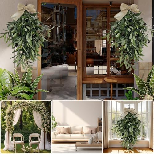 Olive Teardrop Swag Wreath Pendant 236 Inch Front Door Hanger Decor