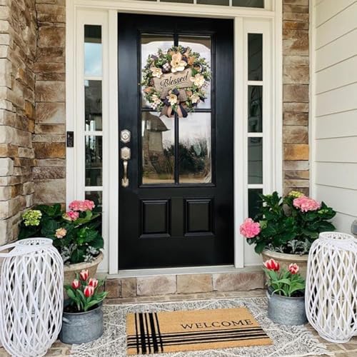 White Magnolia Wreath for Front Door Farmhouse Decor