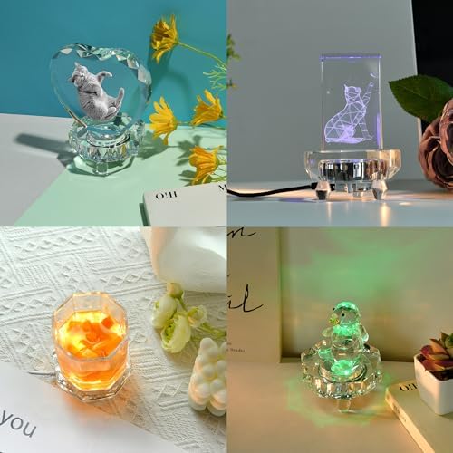 IFOLAINA Crystal LED Light Base Multicolor Display Pedestal