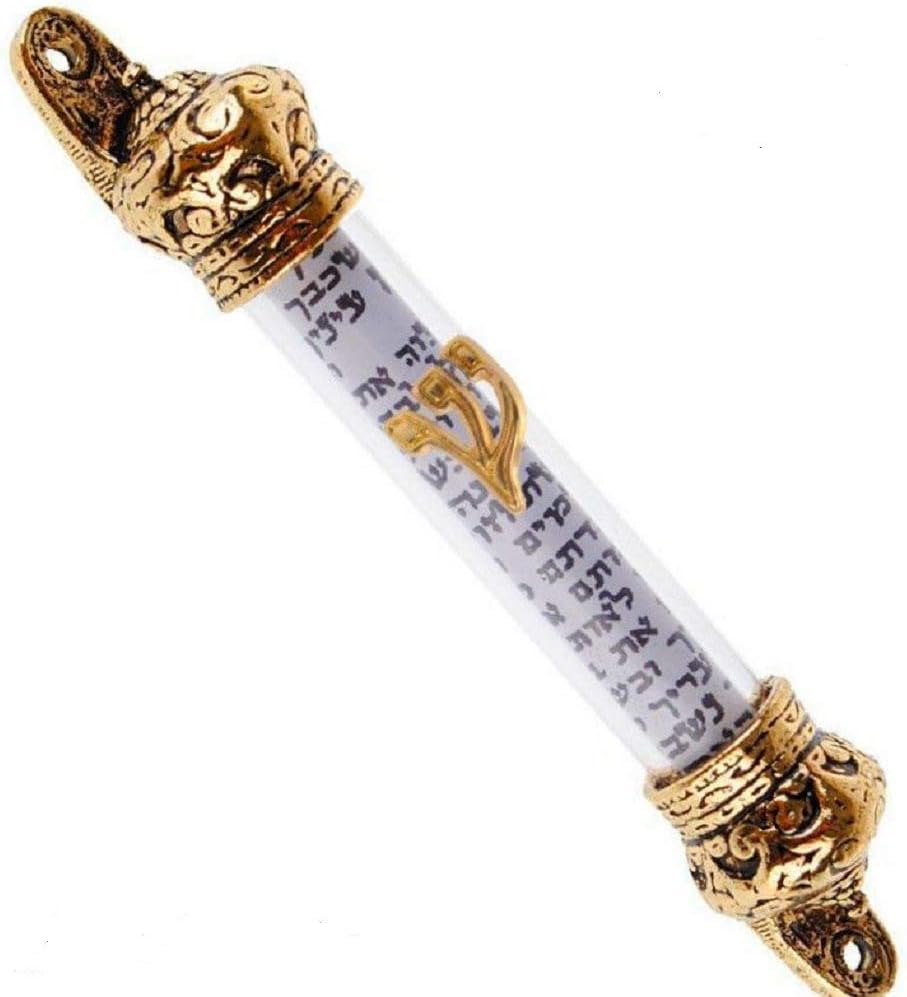 ROORUZ Gold Plated Crown Mezuzah Scroll Door Ornament