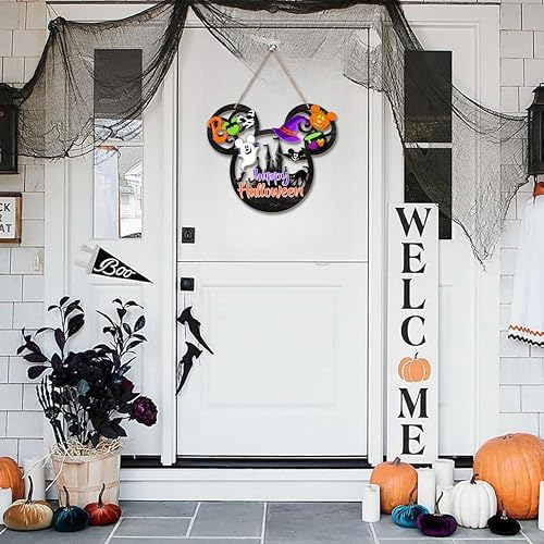Happy Halloween Door Sign Mouse Shape Decor