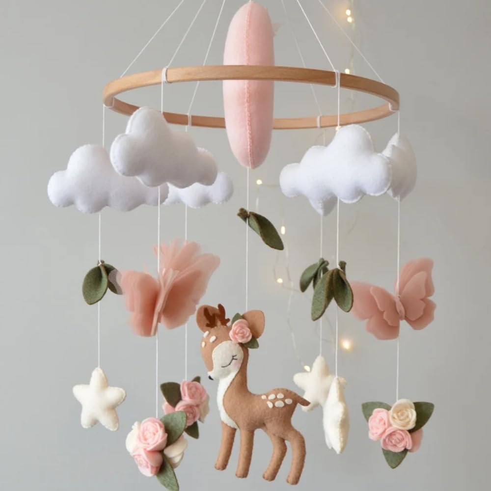 Deer and Butterfly Mobile Modern Crib Decor 787W x 158H