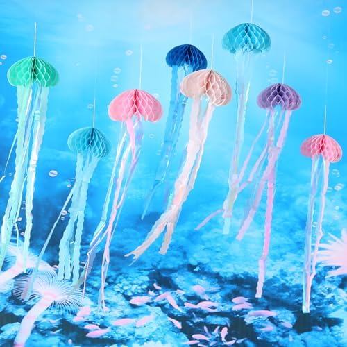 Hanging Jellyfish Decorations 8 Pcs Ocean Party Accents
