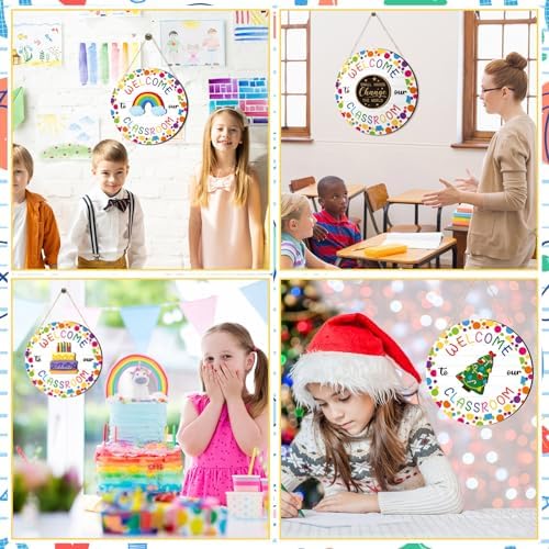 Ctosree Classroom Welcome Sign 12x12 Inches Decorative Door Hanger