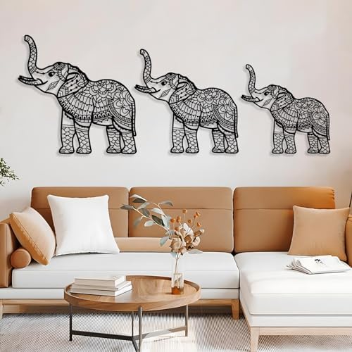 Cadeali Elephant Metal Wall Art Set of 3 1