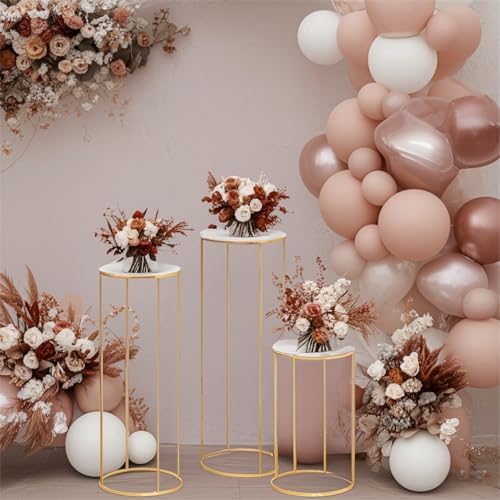 Stunning 3pcs Metal Cylinder Pedestal Stand - Gold