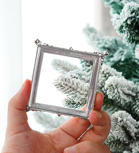 ZEERSHEE 4 Piece Crystal Square Display Base with Metal Feet