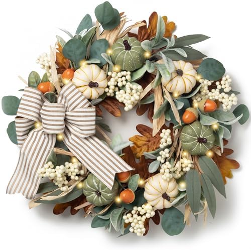 Valery Madelyn 20 Fall Wreath with Lights