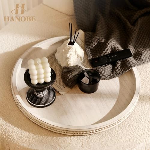 Hanobe Large Round Decorative Tray for Home