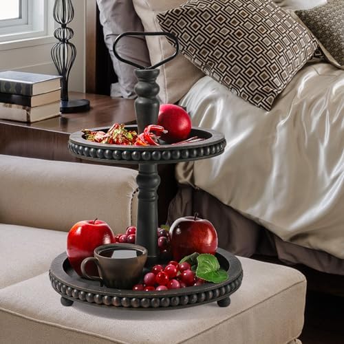 Handmade Two Tiered Decorative Tray Stand