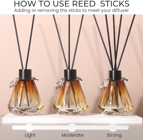 6PCS Diamond Reed Diffuser Set with Gold Leaf Decor