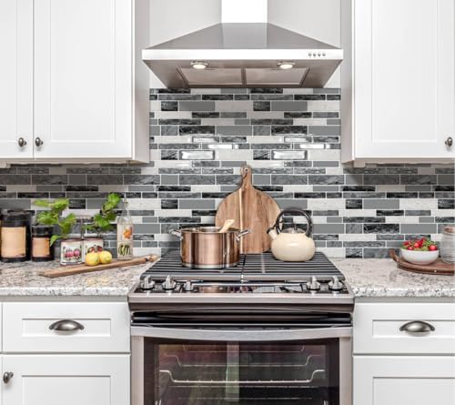 DEWOO 3D Self Adhesive Wall Tiles Marble Gray 10-Sheet 12x12